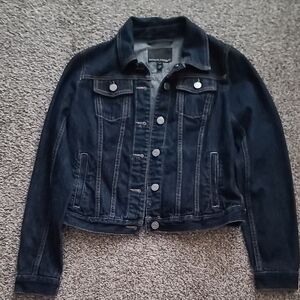 Banana Republic Black Jean Jacket Cropped Waist Length